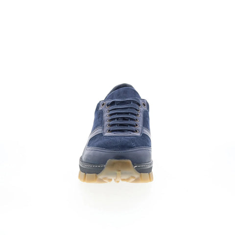 Di Bianco Sondrio Mens Blue Suede Lace Up Lifestyle Sneakers Shoes