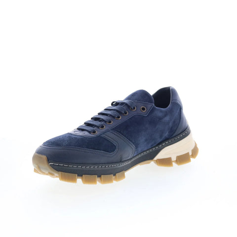 Di Bianco Sondrio Mens Blue Suede Lace Up Lifestyle Sneakers Shoes