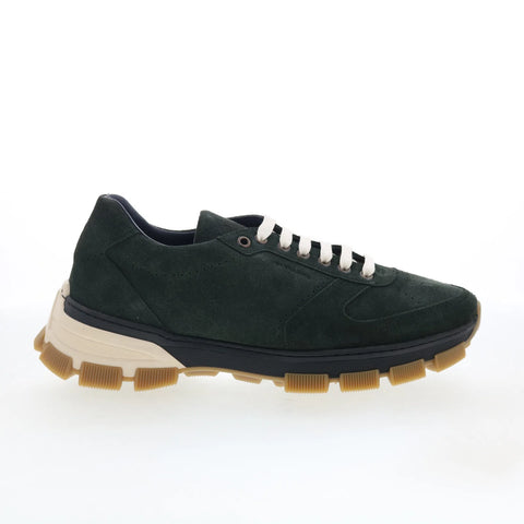 Di Bianco Sondrio Mens Green Suede Lace Up Lifestyle Sneakers Shoes