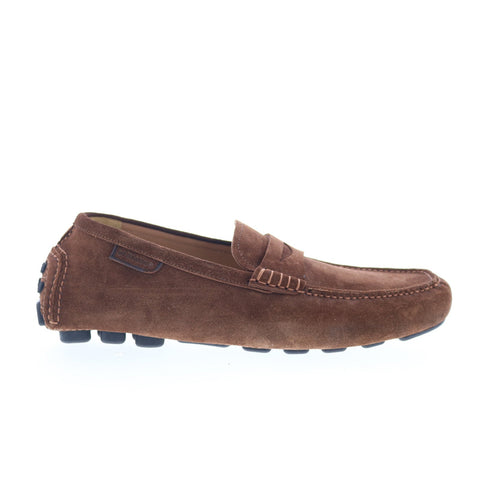 Di Bianco Spinda Mens Brown Suede Slip On Loafers & Slip Ons Moccasin Shoes