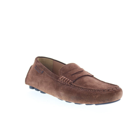 Di Bianco Spinda Mens Brown Suede Slip On Loafers & Slip Ons Moccasin Shoes