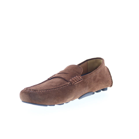 Di Bianco Spinda Mens Brown Suede Slip On Loafers & Slip Ons Moccasin Shoes