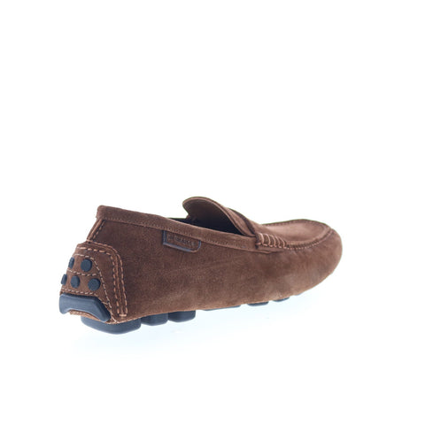 Di Bianco Spinda Mens Brown Suede Slip On Loafers & Slip Ons Moccasin Shoes