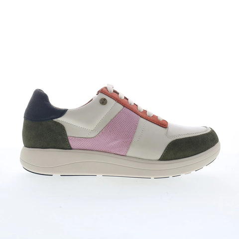 Strive Stellar Womens Beige Leather Lace Up Lifestyle Sneakers Shoes