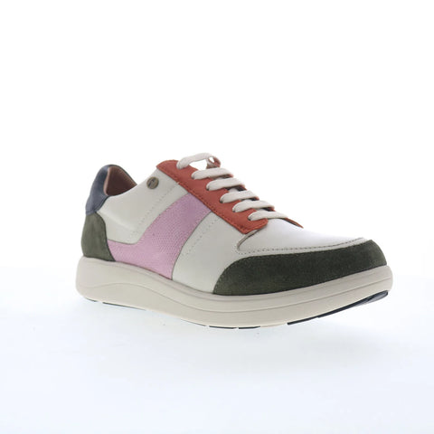 Strive Stellar Womens Beige Leather Lace Up Lifestyle Sneakers Shoes