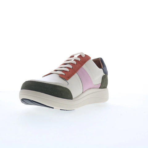 Strive Stellar Womens Beige Leather Lace Up Lifestyle Sneakers Shoes