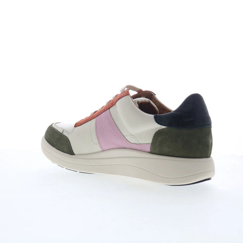 Strive Stellar Womens Beige Leather Lace Up Lifestyle Sneakers Shoes