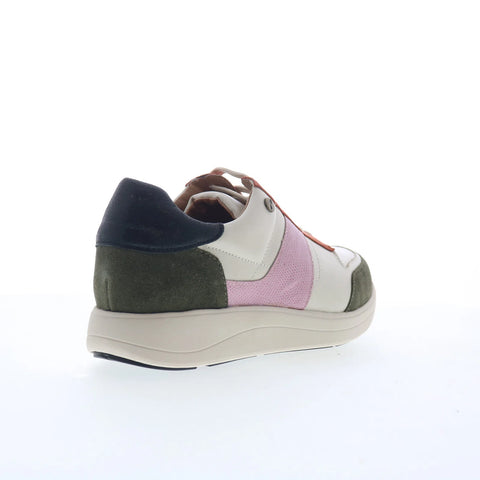 Strive Stellar Womens Beige Leather Lace Up Lifestyle Sneakers Shoes