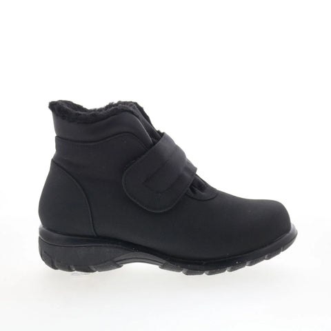 Toe Warmers Olivia T09860 Womens Black Wide Leather Strap Casual Dress Boots