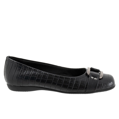 Trotters Sizzle Sign T1251-011 Womens Black Leather Ballet Flats Shoes