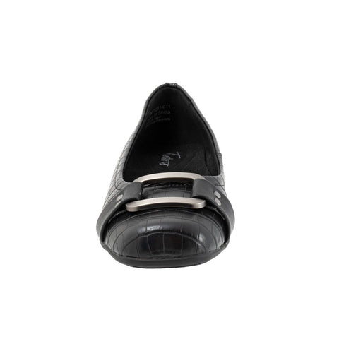 Trotters Sizzle Sign T1251-011 Womens Black Narrow Leather Ballet Flats Shoes