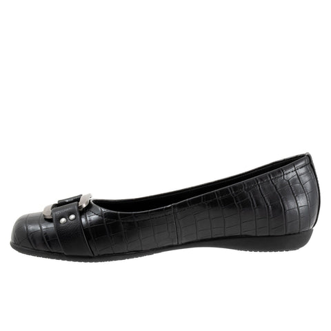 Trotters Sizzle Sign T1251-011 Womens Black Leather Ballet Flats Shoes