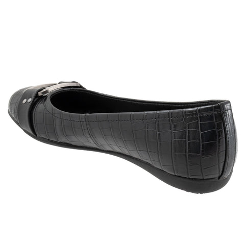 Trotters Sizzle Sign T1251-011 Womens Black Leather Ballet Flats Shoes