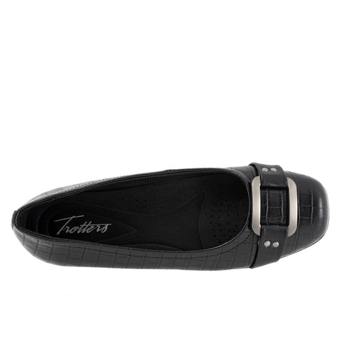 Trotters Sizzle Sign T1251-011 Womens Black Leather Ballet Flats Shoes
