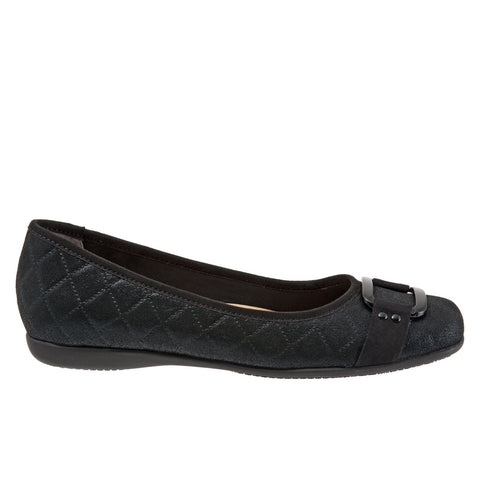 Trotters Sizzle Sign T1251-015 Womens Black Leather Ballet Flats Shoes