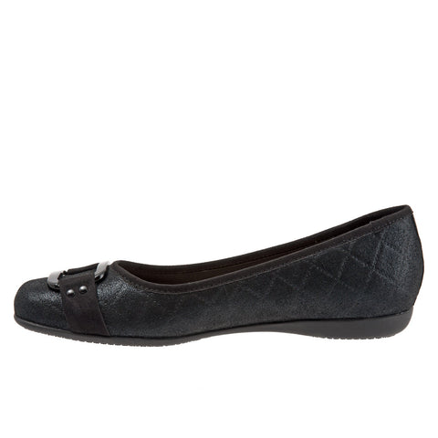 Trotters Sizzle Sign T1251-015 Womens Black Leather Ballet Flats Shoes