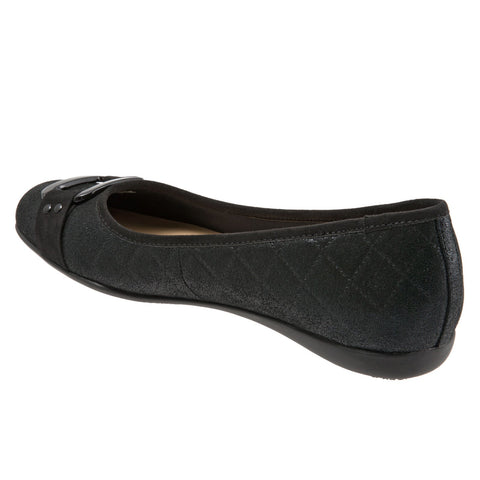 Trotters Sizzle Sign T1251-015 Womens Black Extra Narrow Ballet Flats Shoes