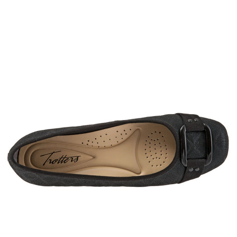 Trotters Sizzle Sign T1251-015 Womens Black Extra Narrow Ballet Flats Shoes