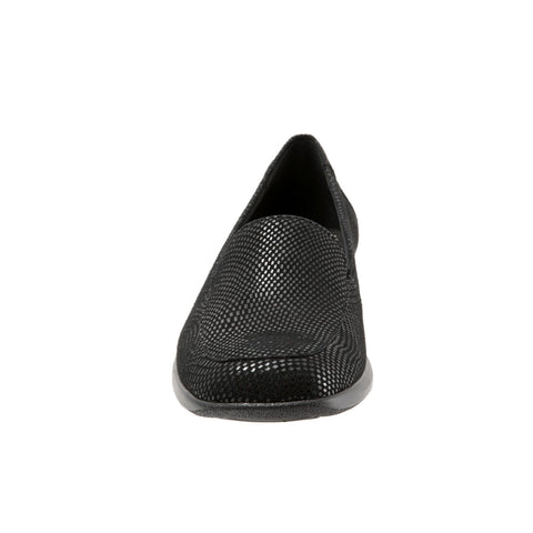 Trotters Jenn Mini T1365-004 Womens Black Leather Slip On Loafer Flats Shoes