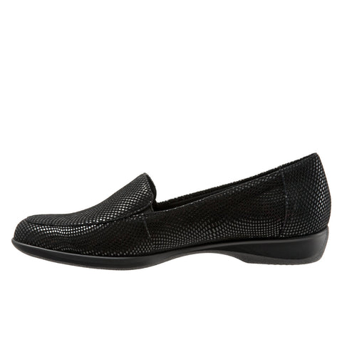 Trotters Jenn Mini T1365-004 Womens Black Narrow Leather Loafer Flats Shoes