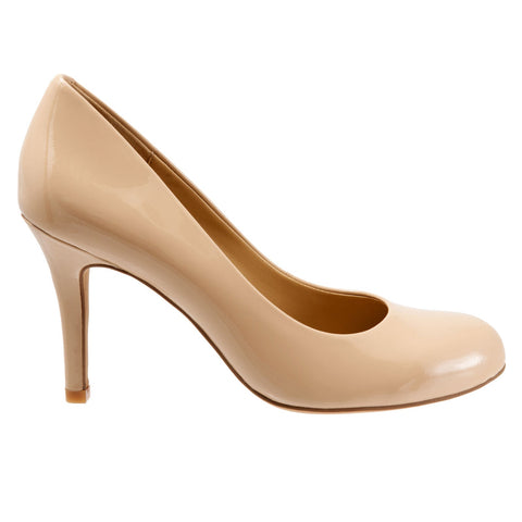 Trotters Gigi T1505-130 Womens Beige Leather Slip On Pumps Heels Shoes