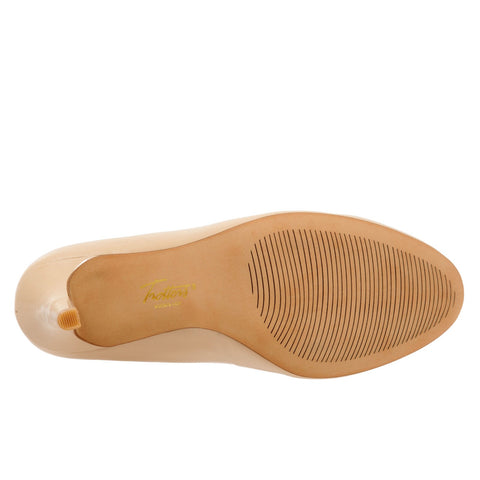 Trotters Gigi T1505-130 Womens Beige Leather Slip On Pumps Heels Shoes