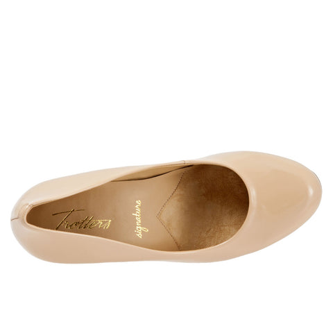 Trotters Gigi T1505-130 Womens Beige Leather Slip On Pumps Heels Shoes