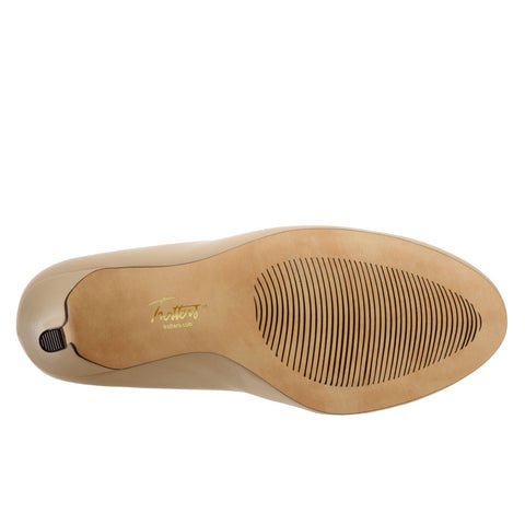 Trotters Gigi T1505-185 Womens Beige Leather Slip On Pumps Heels Shoes