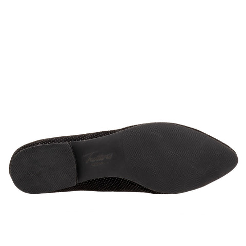 Trotters Harlowe T1707-053 Womens Black Wide Suede Ballet Flats Shoes