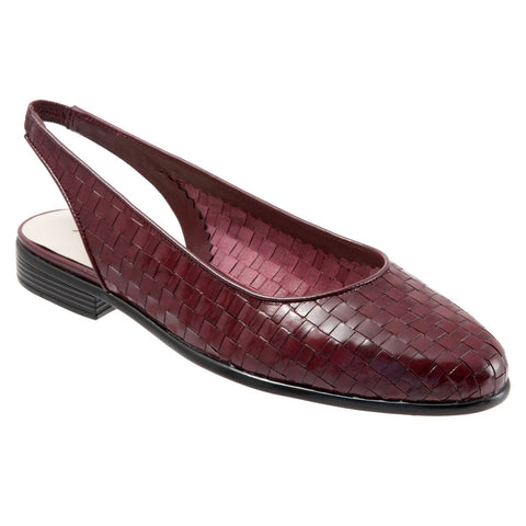 Trotters Lucy T1711-755 Womens Burgundy Narrow Slingback Flats Shoes