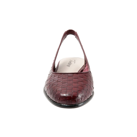 Trotters Lucy T1711-755 Womens Burgundy Extra Wide Slingback Flats Shoes