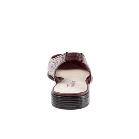 Trotters Lucy T1711-755 Womens Burgundy Leather Slingback Flats Shoes