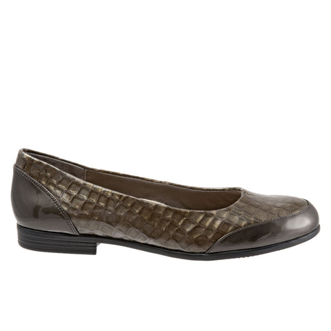 Trotters Arnello T1751-064 Womens Gray Wide Leather Loafer Flats Shoes