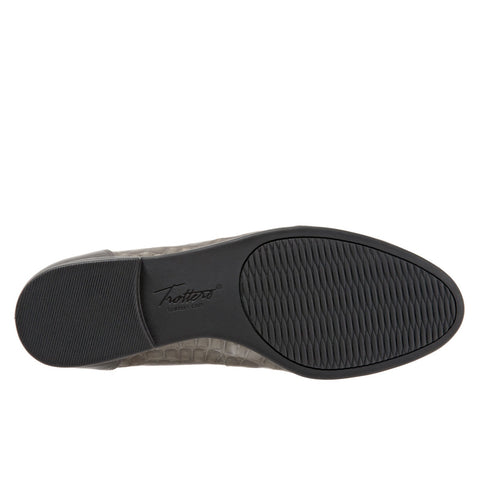 Trotters Arnello T1751-064 Womens Gray Wide Leather Loafer Flats Shoes