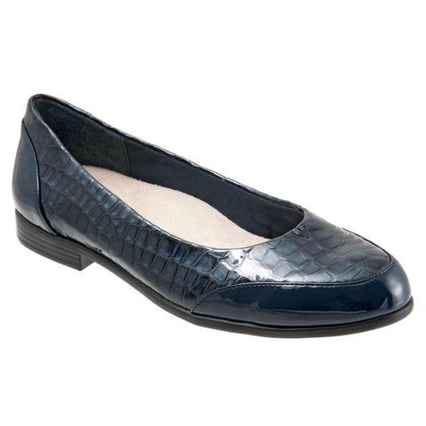 Trotters Arnello T1751-408 Womens Blue Leather Slip On Loafer Flats Shoes