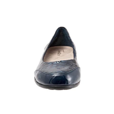 Trotters Arnello T1751-408 Womens Blue Narrow Leather Loafer Flats Shoes