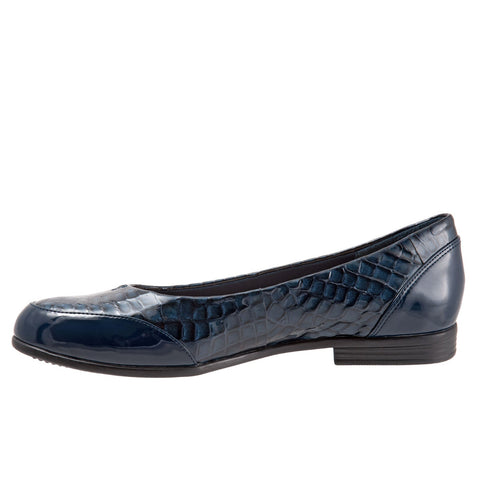Trotters Arnello T1751-408 Womens Blue Leather Slip On Loafer Flats Shoes