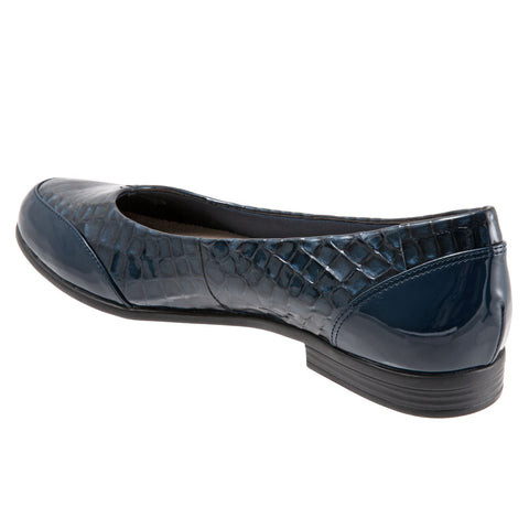 Trotters Arnello T1751-408 Womens Blue Leather Slip On Loafer Flats Shoes