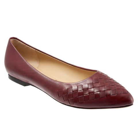 Trotters Estee Woven T1769-601 Womens Red Leather Loafer Flats Shoes