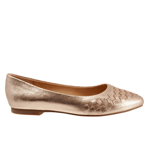 Trotters Estee Woven T1769-710 Womens Gold Narrow Loafer Flats Shoes