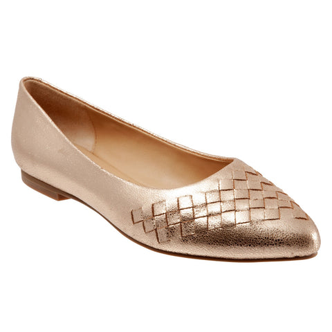 Trotters Estee Woven T1769-710 Womens Gold Narrow Loafer Flats Shoes
