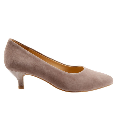 Trotters Kiera T1805-170 Womens Brown Wide Suede Slip On Pumps Heels Shoes