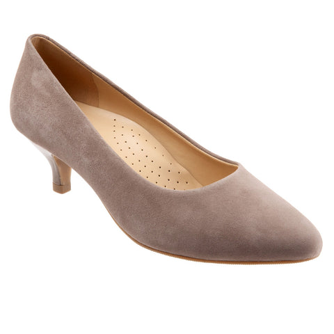 Trotters Kiera T1805-170 Womens Brown Wide Suede Slip On Pumps Heels Shoes