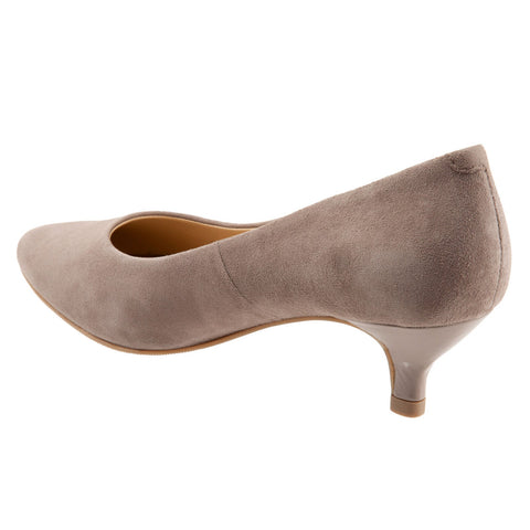 Trotters Kiera T1805-170 Womens Brown Wide Suede Slip On Pumps Heels Shoes