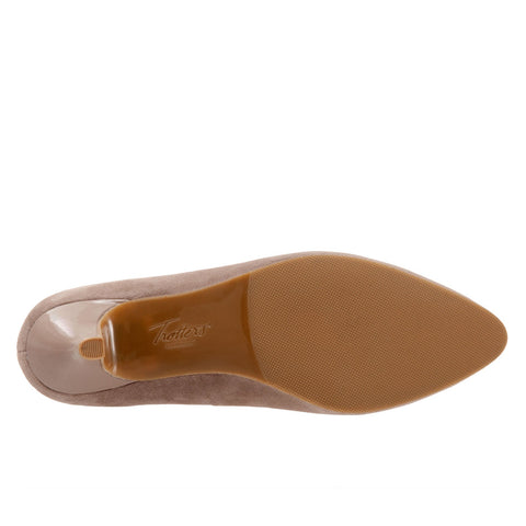 Trotters Kiera T1805-170 Womens Brown Wide Suede Slip On Pumps Heels Shoes