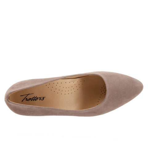 Trotters Kiera T1805-170 Womens Brown Narrow Suede Slip On Pumps Heels Shoes