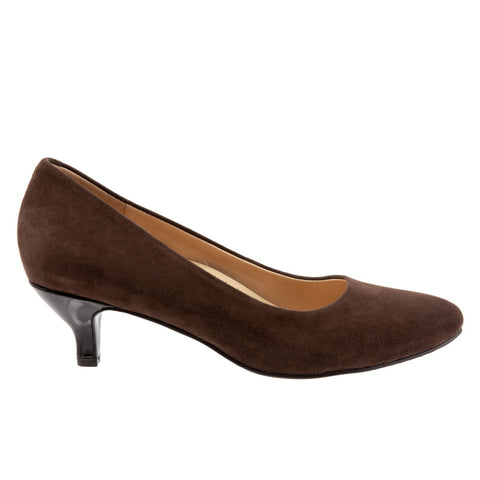 Trotters Kiera T1805-203 Womens Brown Suede Slip On Pumps Heels Shoes