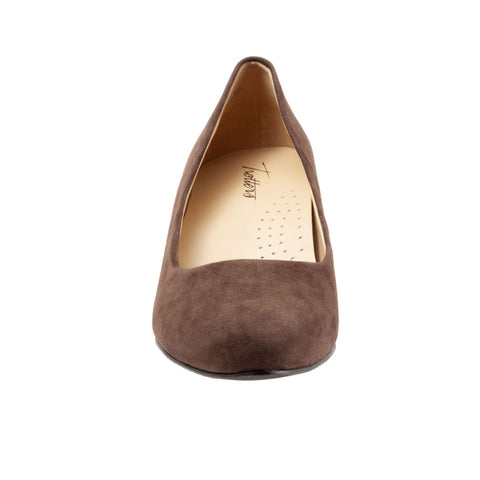 Trotters Kiera T1805-203 Womens Brown Narrow Suede Slip On Pumps Heels Shoes