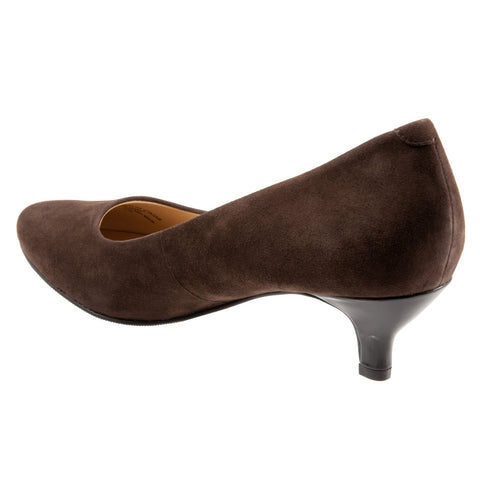 Trotters Kiera T1805-203 Womens Brown Suede Slip On Pumps Heels Shoes