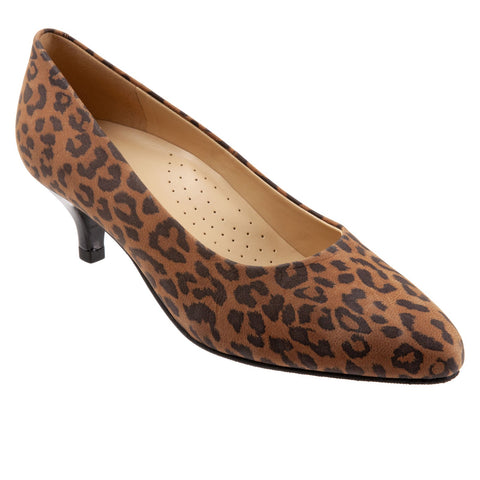 Trotters Kiera T1805-930 Womens Brown Leather Slip On Pumps Heels Shoes